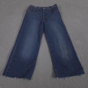 Levi's Jeans Womens 29 Blue Ribcage Straight Raw Hem Button Fly High Rise Denim